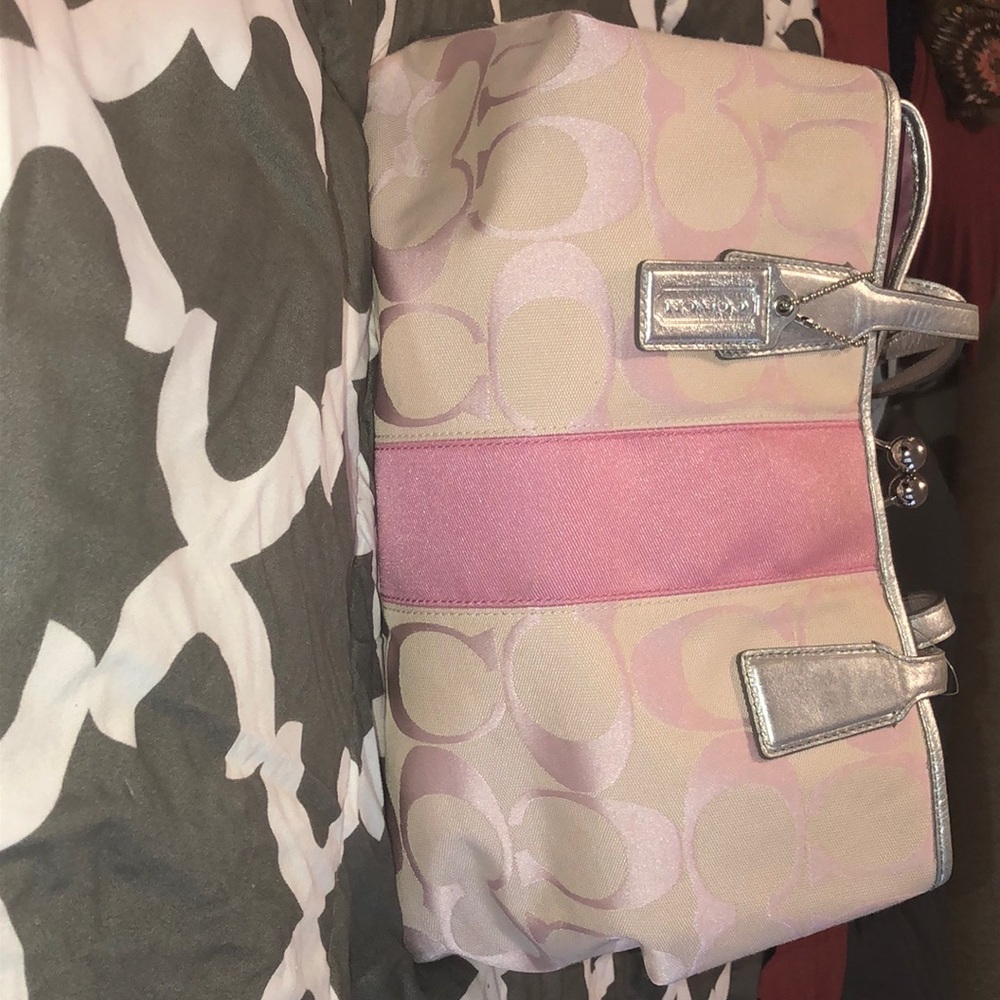 Coach Handbag Pink and Silver